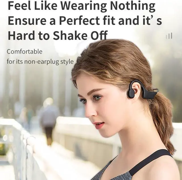 Alt view image 7 of 7 - Bone Conduction Headphones Open Ear Headphones IPX6 Waterproof,6H Playtime Bone Conduction Bluetooth 5.0 Wireless Earbuds Sport Headphones with Mic Sweatproof Headset for Running,Cycling,White