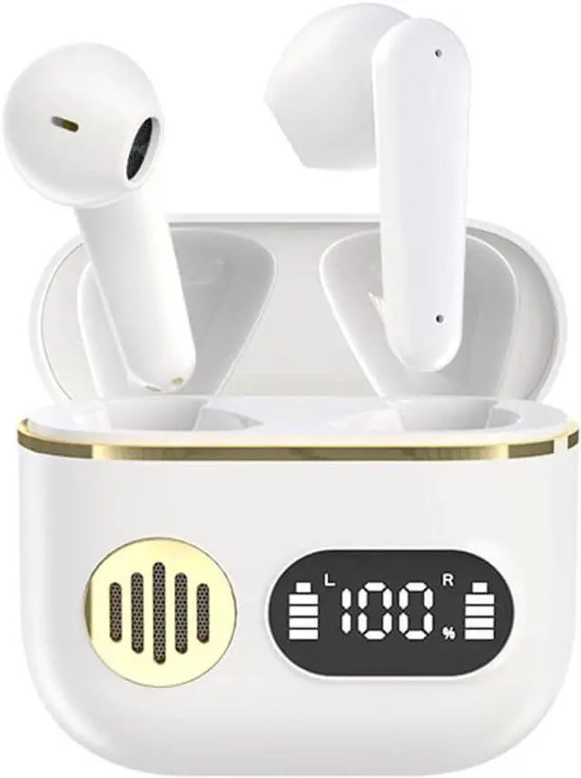 Main image of Bluetooth Headphones Wireless Earbuds Built-in Microphone for Immersive Quality Sound with Charging Case,HD Voice Conversation Mode,48H Playtime LED Power Display for Workout Running,White