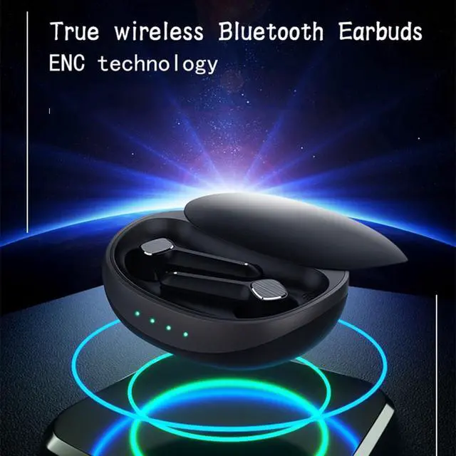 Alt view image 3 of 7 - Bluetooth Headphones ENC Dual-Mic Talking Noise Canceling Earphones,Ultra Long Life Slider Wireless Headphones,Light-Weight Earbud with Mic for TV Smart Phone Laptop Computer Sports,White