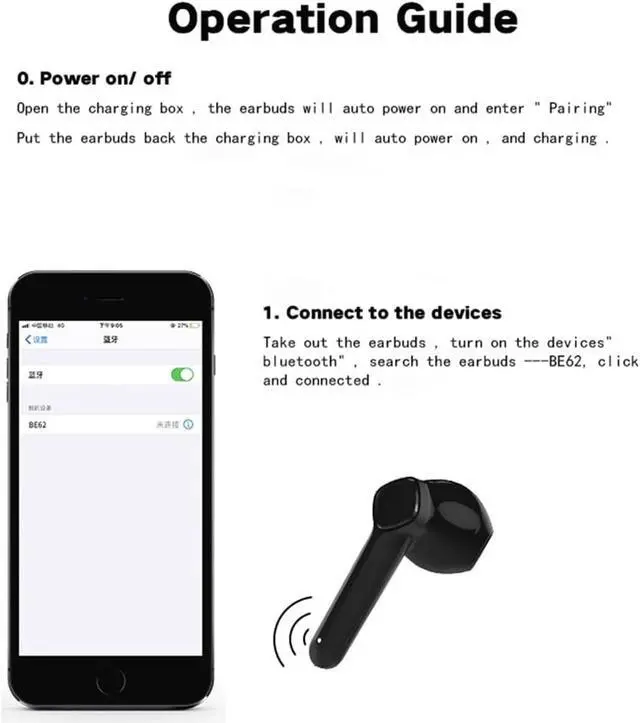 Alt view image 6 of 7 - Bluetooth Headphones ENC Dual-Mic Talking Noise Canceling Earphones,Ultra Long Life Slider Wireless Headphones,Light-Weight Earbud with Mic for TV Smart Phone Laptop Computer Sports,White