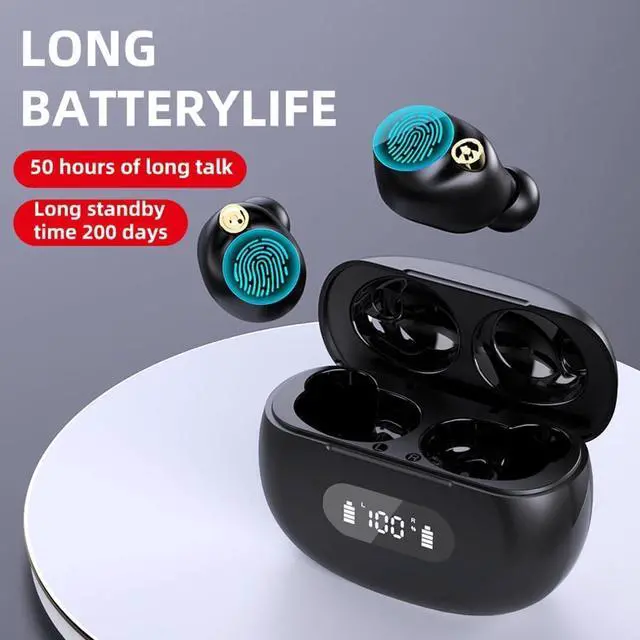 Alt view image 2 of 7 - Bluetooth in-Ear Headphones Wireless Headphones 180Hrs Playback in-Ear Stereo Bass Earphones with Microphone,LED Power Display Headphones Bass Stereo,Low Delay Headset for Gaming Travel