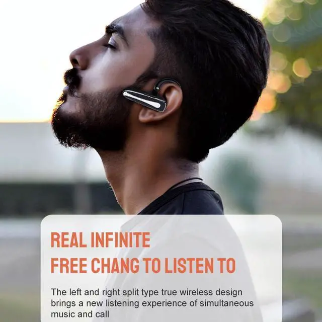 Alt view image 6 of 7 - in-Ear Wireless Headphones with Microphone, Single Ear Bluetooth 5.1 Headset with 500mAh Display Charging Case 50H Playtime,ENC Noise Cancelling, Hand-Free Headphones for Trucker Office