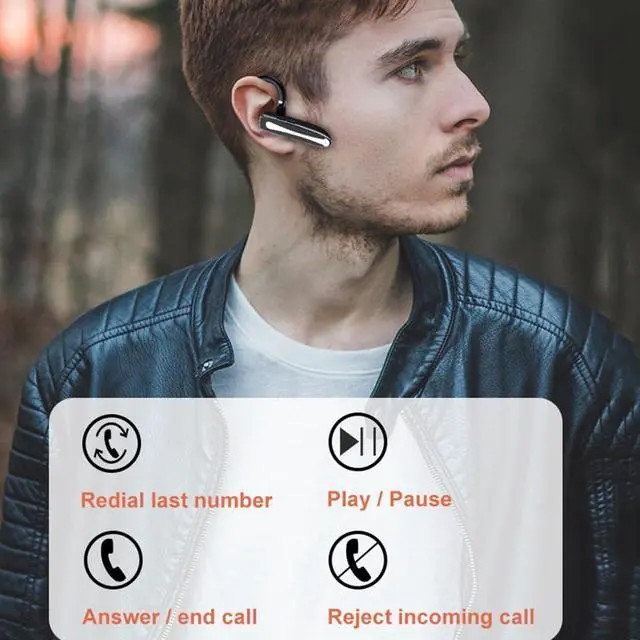 Alt view image 7 of 7 - in-Ear Wireless Headphones with Microphone, Single Ear Bluetooth 5.1 Headset with 500mAh Display Charging Case 50H Playtime,ENC Noise Cancelling, Hand-Free Headphones for Trucker Office