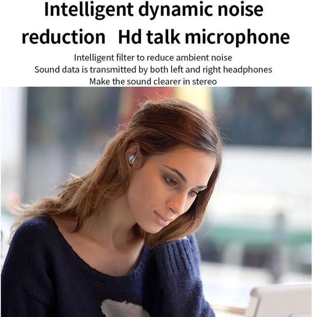 Alt view image 6 of 7 - Mini Wireless Headphones Bluetooth Earbuds, 70 Hours of Battery Active Noise Cancellation, Bilateral Talking Swivel Charging Case, 500mAh Charging Case with Microphone, White