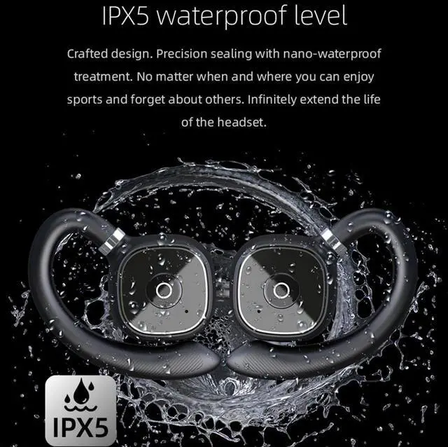 Alt view image 2 of 7 - Open Ear Air Conduction Headphones Wireless Bluetooth 5.3 IPX5 Headphones with Digital Display Charging Case, High Sound Quality and Long Standby Time for Workout Driving Walking, White