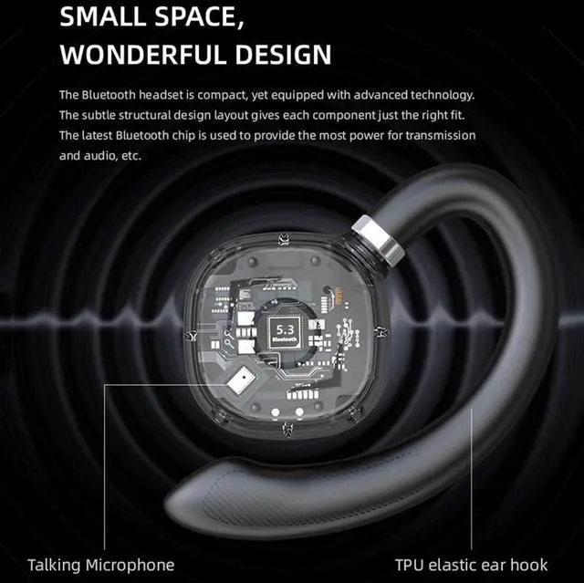 Alt view image 5 of 7 - Open Ear Air Conduction Headphones Wireless Bluetooth 5.3 IPX5 Headphones with Digital Display Charging Case, High Sound Quality and Long Standby Time for Workout Driving Walking, White