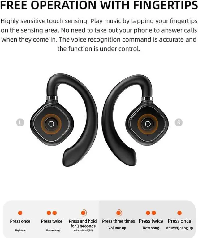 Alt view image 6 of 7 - Open Ear Air Conduction Headphones Wireless Bluetooth 5.3 IPX5 Headphones with Digital Display Charging Case, High Sound Quality and Long Standby Time for Workout Driving Walking, White