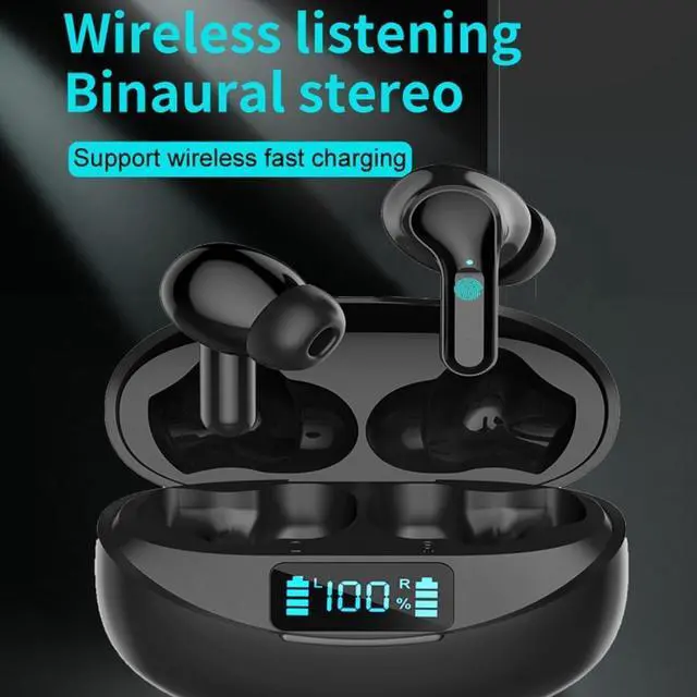 Alt view image 3 of 7 - Bluetooth Headphones in-Ear Wireless Earbuds Stereo Low Latency in-Ear Sports Headphones, Intelligent Noise Cancellation, Digital Display Charging Compartment for Gaming Travel, White