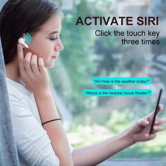 Alt view image 7 of 7 - Bluetooth Headphones in-Ear Wireless Earbuds Stereo Low Latency in-Ear Sports Headphones, Intelligent Noise Cancellation, Digital Display Charging Compartment for Gaming Travel, White