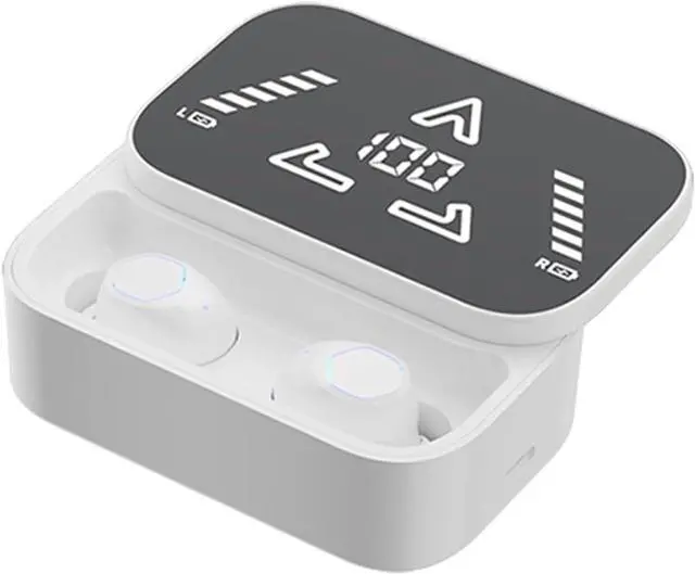Main image of in-Ear Headphones Wireless Earbuds Bluetooth 5.3 Earbuds, Charging Case with Microphone Sports Waterproof Headphones, LED Power Display for TV Smart Phone Laptop Computer Sports, White