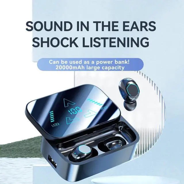 Alt view image 2 of 7 - in-Ear Headphones Wireless Earbuds Bluetooth 5.3 Earbuds, Charging Case with Microphone Sports Waterproof Headphones, LED Power Display for TV Smart Phone Laptop Computer Sports, Yellow