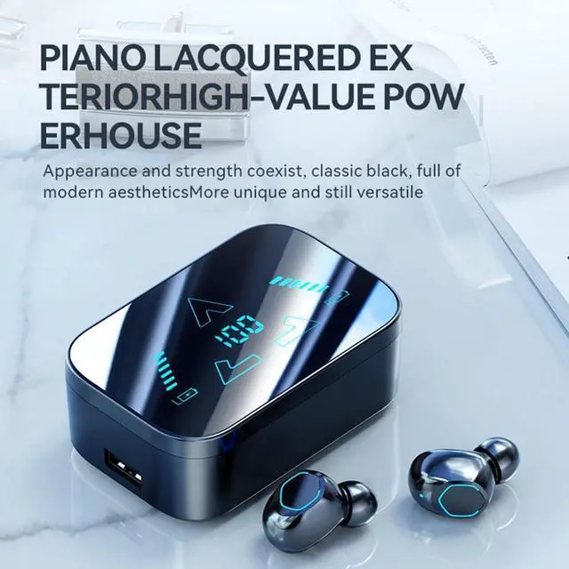 Alt view image 5 of 7 - in-Ear Headphones Wireless Earbuds Bluetooth 5.3 Earbuds, Charging Case with Microphone Sports Waterproof Headphones, LED Power Display for TV Smart Phone Laptop Computer Sports, Yellow