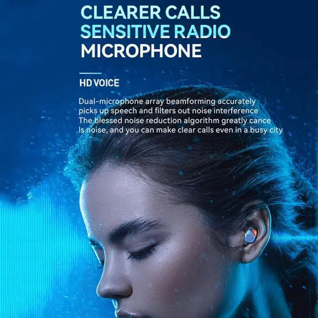 Alt view image 7 of 7 - in-Ear Headphones Wireless Earbuds Bluetooth 5.3 Earbuds, Charging Case with Microphone Sports Waterproof Headphones, LED Power Display for TV Smart Phone Laptop Computer Sports, Yellow