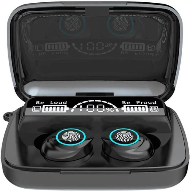 Main image of Bluetooth Wireless Earbuds Headphones Noise Cancelling in-Ear Headphones LED Power Display IPX7 Waterproof Earphones with Mic Headset for Workout Running Black