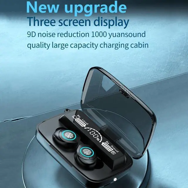 Alt view image 3 of 6 - Bluetooth Wireless Earbuds Headphones Noise Cancelling in-Ear Headphones LED Power Display IPX7 Waterproof Earphones with Mic Headset for Workout Running Black