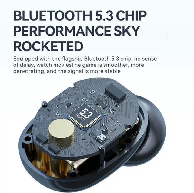 Alt view image 3 of 7 - in-Ear Headphones Wireless Earbuds Bluetooth 5.3 Earbuds, Charging Case with Microphone Sports Waterproof Headphones, LED Power Display for TV Smart Phone Laptop Computer Sports, Yellow