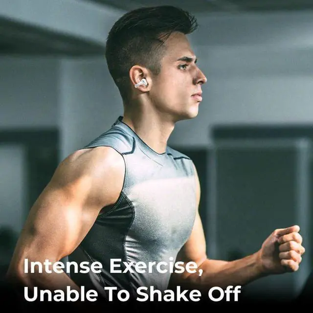 Alt view image 6 of 7 - Ear Clip Headphone Earbuds Bluetooth 5.3 Open Ear Headphones, Power Ultra Long Life Low Latency, Ultra-Long Range and Low Latency 55H Playtime for Android/iOS Phone, White