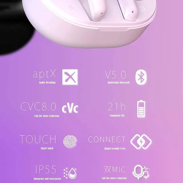 Alt view image 4 of 7 - Sport Bluetooth Earphones Waterproof Bluetooth Earbuds Wireless Headphones, 25Hrs Playtime Touch Control Wireless Earphones Built-in Mic(A)