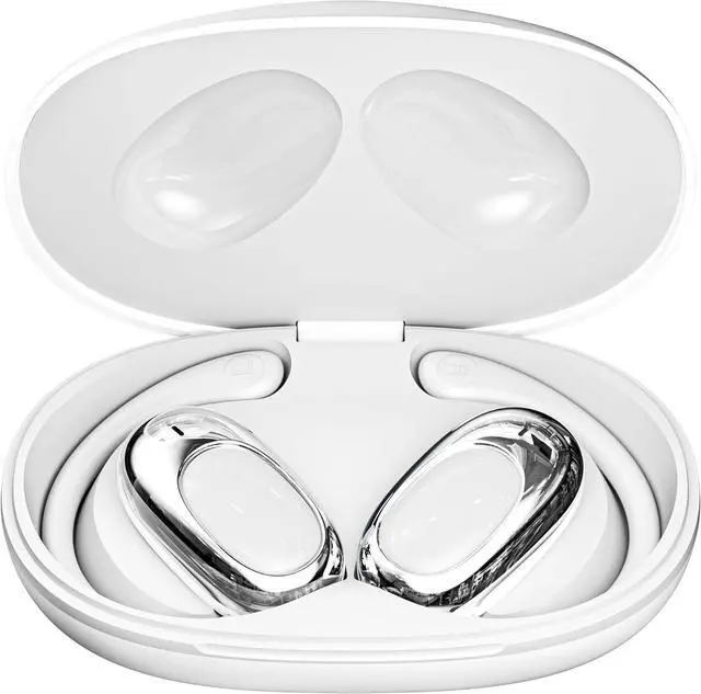 Main image of Open Ear Bluetooth 5.4 Earbuds Open Ear Headphones Over Ear Sport Earphones Built-in Mic with Ear Hooks Ear Buds LED Display Charging Case for Running(White)