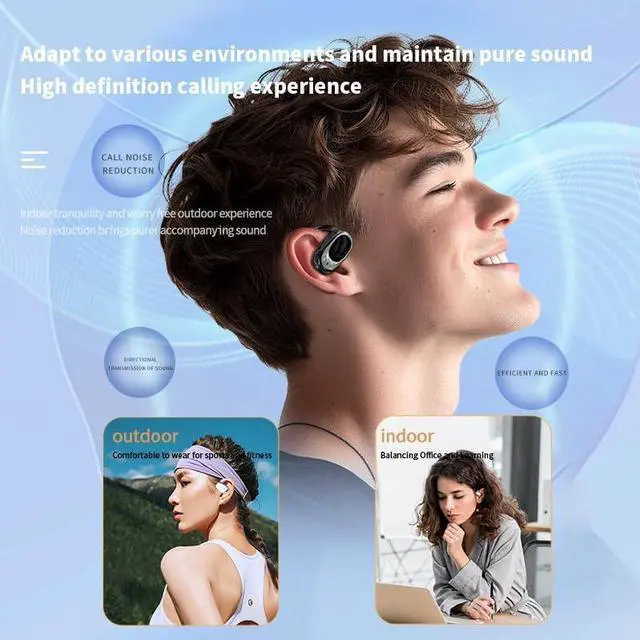 Alt view image 3 of 4 - Open Ear Bluetooth 5.4 Earbuds Open Ear Headphones Over Ear Sport Earphones Built-in Mic with Ear Hooks Ear Buds LED Display Charging Case for Running(White)