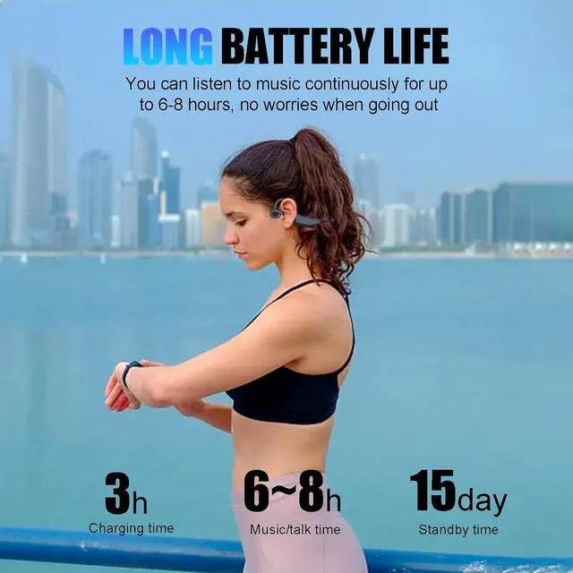 Alt view image 4 of 7 - Bone Conduction Headphones-Waterproof Headphone for Swimming Waterproof Open Ear Headphones IP68,16GB MP3 Player,Up to 8 Hours Battery,Swimming Headphone Black