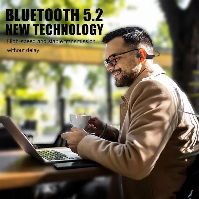 Alt view image 5 of 7 - Open Ear Headphones Bone Conduction Headphones Open Ear Headphones Wireless Bluetooth Bone Conduction Headphones Bluetooth Bone Conduction Earbuds Running Cycling Running Headphones Red