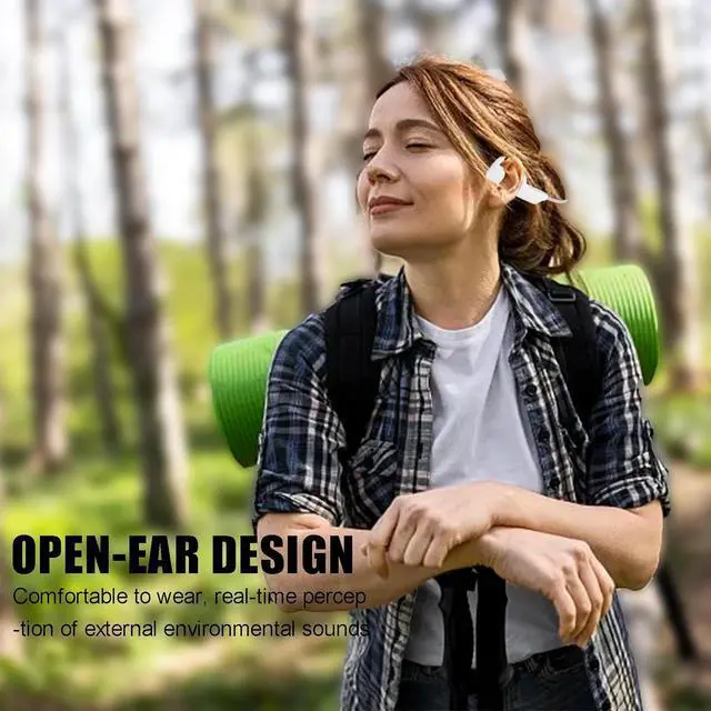 Alt view image 6 of 7 - Open Ear Headphones Bone Conduction Headphones Open Ear Headphones Wireless Bluetooth Bone Conduction Headphones Bluetooth Bone Conduction Earbuds Running Cycling Running Headphones Red
