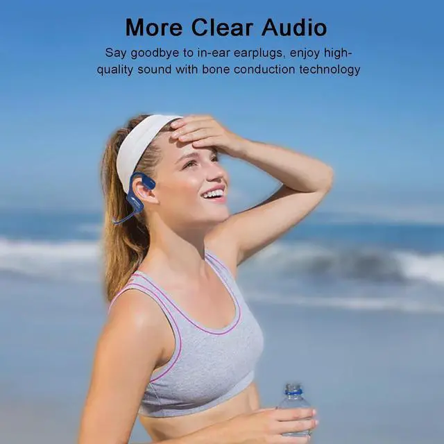 Alt view image 2 of 7 - Bone Conduction Headphones IPX68 Waterproof MP3 Swimming Headphones Underwater Music Player Built-in 16G Memory open ear headphones bone conduction headphones bluetooth 5.2 Running Driving (Dark)