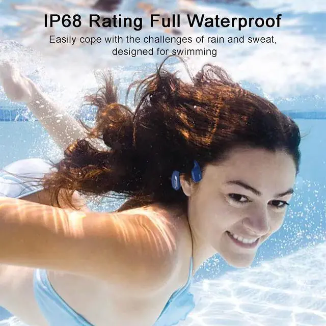 Alt view image 3 of 7 - Bone Conduction Headphones IPX68 Waterproof MP3 Swimming Headphones Underwater Music Player Built-in 16G Memory open ear headphones bone conduction headphones bluetooth 5.2 Running Driving (Dark)