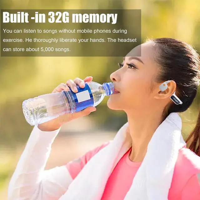 Alt view image 6 of 7 - Bluetooth Bone Conduction Headphones Waterproof Earbuds For Swimming Ipx8 Waterproof Mp3 Player Open Ear Bone Conduction Headphones Built-In 32Gb Open Ear Earbuds With Mic For Cycling Swimming Black