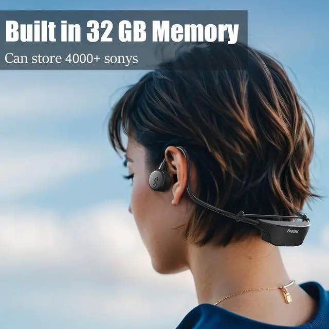 Alt view image 2 of 7 - Bone Conduction Headphones Ipx8 Waterproof Earbuds For Swimming Swimming Headphones With Built-In Mp3 Player 32G Memory Bluetooth 5.3 Open Ear Headset Suitable For Swimming Running Cycling black