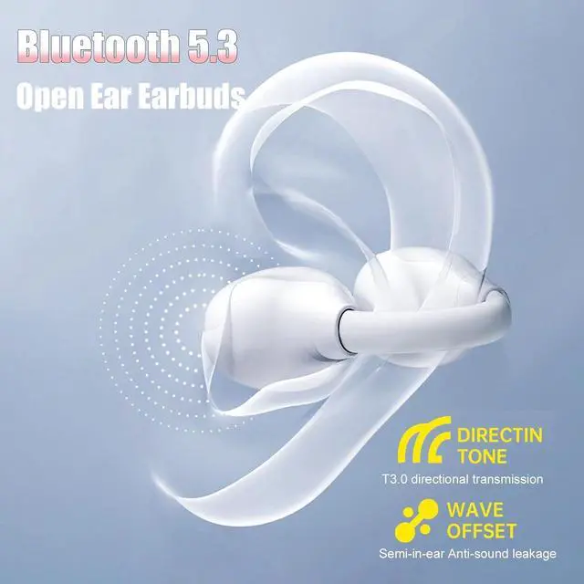 Alt view image 7 of 7 - Clip On Earbuds Open Earbuds Open Ear Clip Earbuds Running Earbuds 5.3 Bluetooth Headphones Earbuds Sport Headphones Wireless Bluetooth Sport Headphones Wireless Bluetooth 56 Hours Playtime Brown