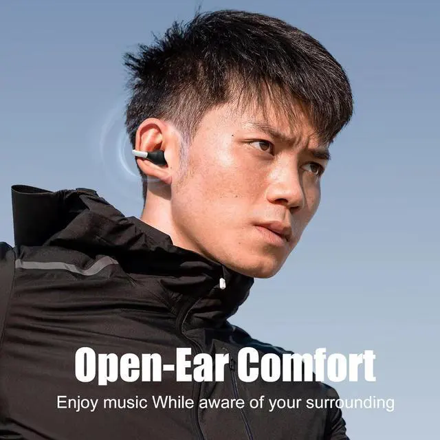 Alt view image 2 of 7 - Clip On Earbuds Running Earbuds Open Earbuds Open Ear Clip Earbuds 5.3 Bluetooth Headphones Earbuds Sport Headphones Wireless Bluetooth Sport Headphones Wireless Bluetooth 56 Hours Playtime Black