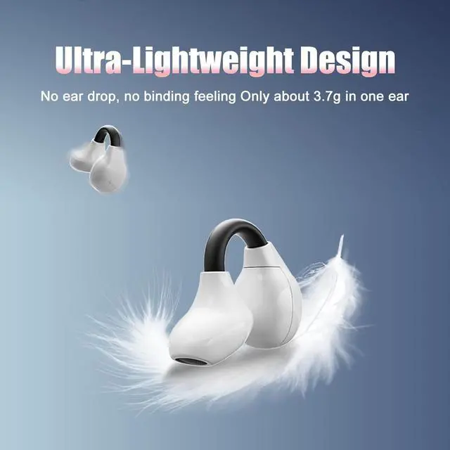 Alt view image 7 of 7 - Clip On Earbuds Running Earbuds Open Earbuds Open Ear Clip Earbuds 5.3 Bluetooth Headphones Earbuds Sport Headphones Wireless Bluetooth Sport Headphones Wireless Bluetooth 56 Hours Playtime Black