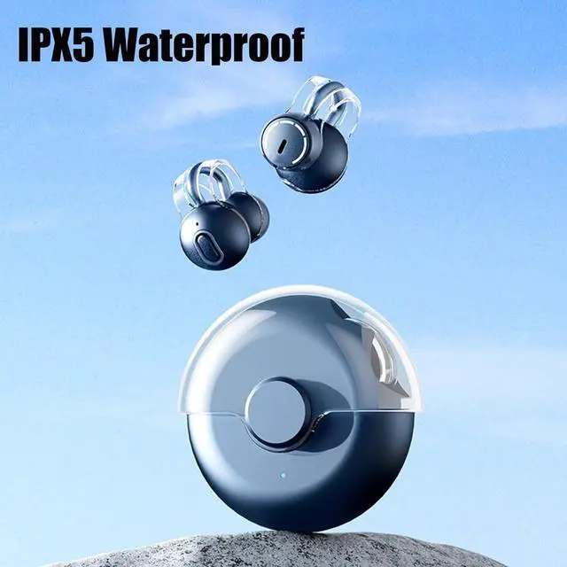 Alt view image 6 of 7 - Open Ear Clip Headphones Clip on Earbuds Open Ear Headphones Wireless Bluetooth Lightweight Ipx5 Waterproof Design Built-In Mic With Ear Hooks 56 Hour Playtime Charging Case For Running Fitness blue