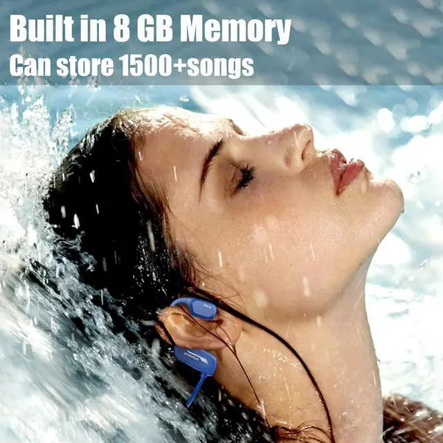 Alt view image 4 of 7 - Bone Conduction Headphones Swimming Headphones Ipx8 Waterproof Earbuds For Swimming With Built-In Mp3 Player 8G Memory Bluetooth 5.3 Open Ear Headset Suitable For Swimming Running Cycling blue