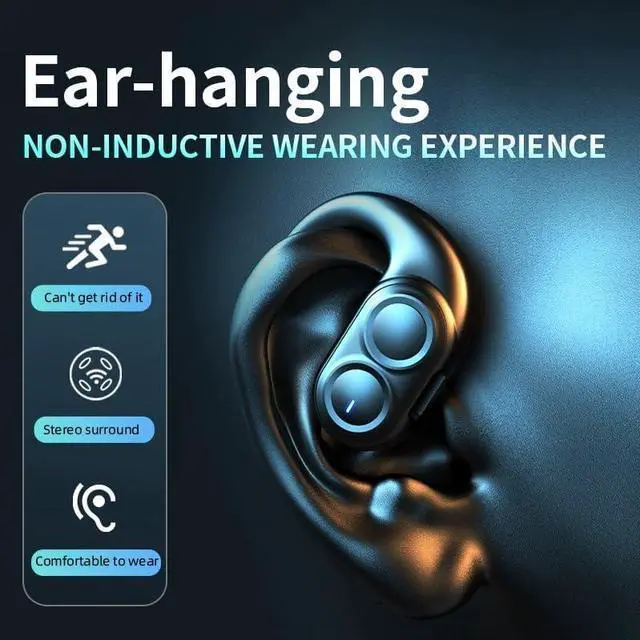 Alt view image 6 of 7 - Wireless Earbud Bluetooth Over Ear Headphone 30hrs Play Back Sport Earphone with LED Display Over-Ear Bud with Earhook Built-in Mic Headset for Workout Black(Single Ear)
