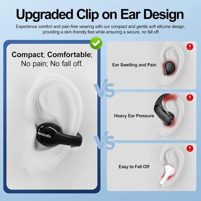 Alt view image 4 of 7 - MeloAudio Open Series Bundle: Kids Open Ear Headphones & Open Clip Earbuds, Bluetooth 5.3 Wireless Headphones with Mic, 120 Hours Playtime, LED Display, Perfect for Kids, Home, School, Travel, Sports,