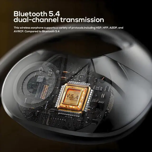 Alt view image 4 of 6 - Wireless Earbuds Bluetooth 5.4 On-Ear Headphones Open Ear Buds Bluetooth Headphones with Earhooks Over-Ear Hooks for Comfort Headphones and Speakers 2 in 1 for Sports (Black)