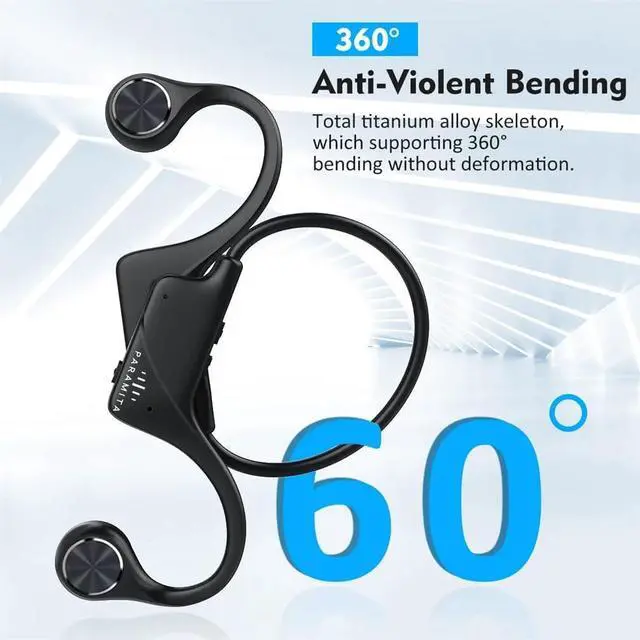 Alt view image 7 of 7 - Sport Bone Conduction Headphones Bluetooth 5.0, IPX6 Waterproof Open Ear Wireless Headphones with Mic, HiFi Stereo 8H Playtime Earphones for Cycling, Running, Driving,Black