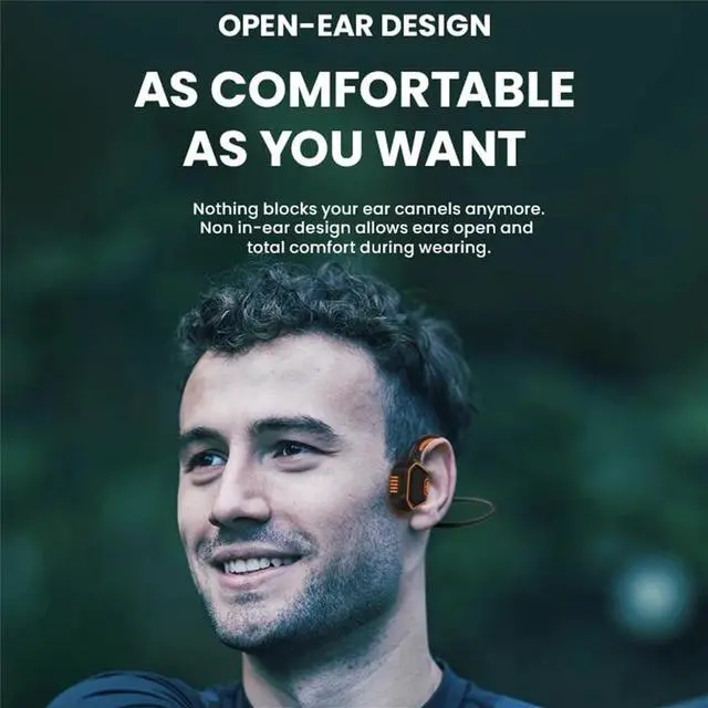 Alt view image 3 of 7 - Bone Conduction Headphones, IP68 Waterproof Sports Bluetooth 5.1 Wireless Open-Ear Headphones with Mic, Built-in 16GB Memory, for Swimming/Running/Cycling,Blue