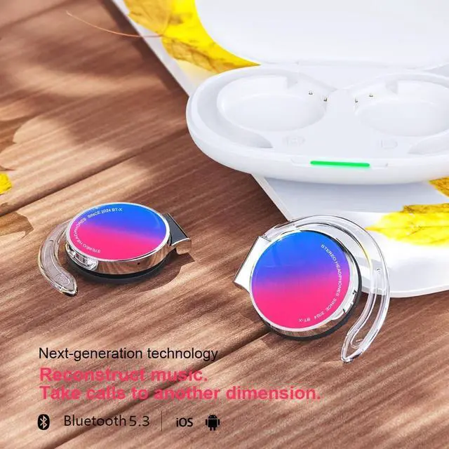 Alt view image 7 of 7 - On Ear Headphones Bluetooth V5.3, Clip on Headphones Wireless with Earhooks, Noise Cancelling Open Ear Headphones Bluetooth Headset with 4 Microphones, Sports Headphones with Long Battery Life