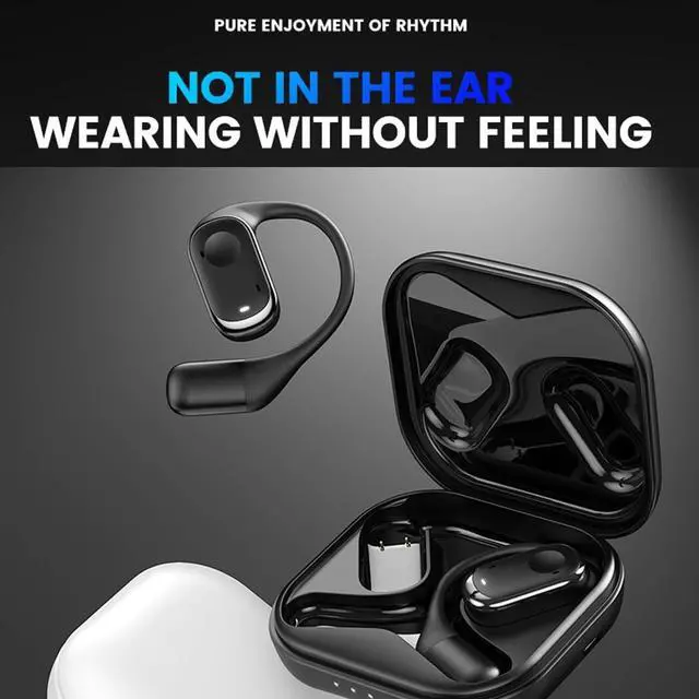 Alt view image 2 of 7 - Micool Open Ear Headphones, Open Ear Earbuds Wireless Bluetooth 5.3, True Wireless Air Condition Headphones with Earhooks for Sports, HD Voice/Long Battery Life