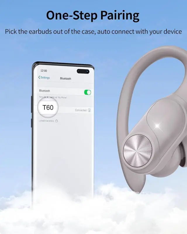 Alt view image 5 of 7 - 2 Sets Bluetooth Headphones Wireless Earbuds 80hrs Playtime Wireless Charging Case Sports Ear buds with Earhook Premium Deep Bass IPX7 Waterproof Over-Ear Earphones for TV Phone Laptop White and Blue