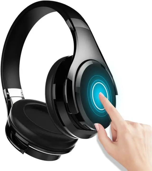 Main image of Sport Bluetooth 5.0 Over Ear Headphones with Touch Button, Foldable Wireless and Wired HiFi Stereo Headset with Mic and HD Call, Deep Bass, 36H Playtime, for Travel/Work,Black