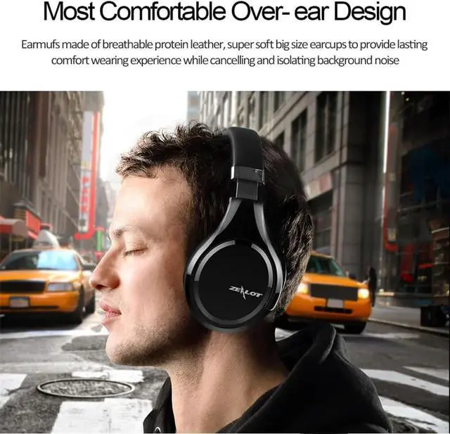 Alt view image 3 of 7 - Sport Bluetooth 5.0 Over Ear Headphones with Touch Button, Foldable Wireless and Wired HiFi Stereo Headset with Mic and HD Call, Deep Bass, 36H Playtime, for Travel/Work,Black