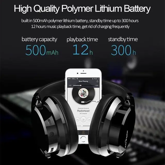 Alt view image 5 of 7 - Sport Bluetooth 5.0 Over Ear Headphones with Touch Button, Foldable Wireless and Wired HiFi Stereo Headset with Mic and HD Call, Deep Bass, 36H Playtime, for Travel/Work,Black