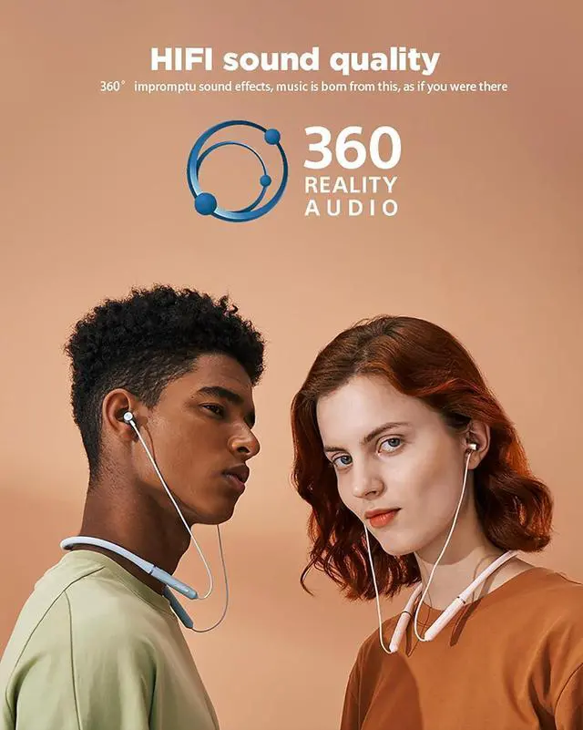 Alt view image 3 of 7 - Neckband Bluetooth Headphones Neckband Headphones IPX7 Waterproof Wireless Neckband Headphones with Magnetic Design Stereo Quality for Sport