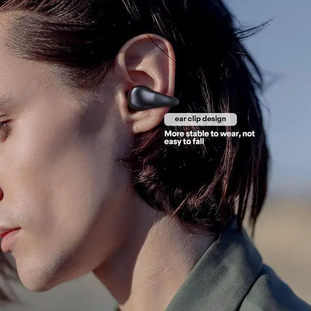 Alt view image 3 of 7 - Open Ear Headphones air Conduction Headphones with mic Open Ear Earbuds for Sport Running Clip on Earbuds with Charging case 18 hrs Battery Life