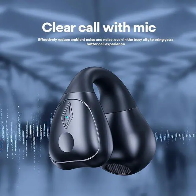 Alt view image 4 of 7 - Open Ear Headphones air Conduction Headphones with mic Open Ear Earbuds for Sport Running Clip on Earbuds with Charging case 18 hrs Battery Life